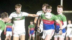 <p>Eoin Shortall (SPG) about to secure this ball in their U/20 Football Championship win over Portlaoise Photo: Denis Byrne</p> <p>Eoin Shortall (SPG) about to secure this ball in their U/20 Football Championship win over Portlaoise Photo: Denis Byrne</p>