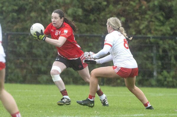 Noirin Butler (Shanahoe) giving Tara Tyrrell (Edenderry) the slip in the Leinster LGFA Club IC quarter-final on Saturday Photo: Denis Byrne Noirin Butler (Shanahoe) giving Tara Tyrrell (Edenderry) the slip in the Leinster LGFA Club IC quarter-final on Saturday Photo: Denis Byrne