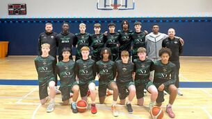 <p>Jack Scull and Mark Barley with Portlaoise Panthers Under 18 Men's team </p> <p>Jack Scull and Mark Barley with Portlaoise Panthers Under 18 Men's team </p>
