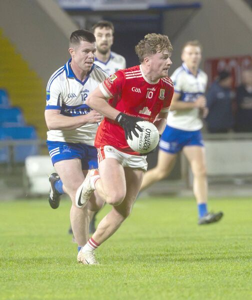 Conor Whelehan goes on the attack for Timahoe with Liam Corcoran (St Brigid's) giving chase Photo: Denis Byrne Conor Whelehan goes on the attack for Timahoe with Liam Corcoran (St Brigid's) giving chase Photo: Denis Byrne