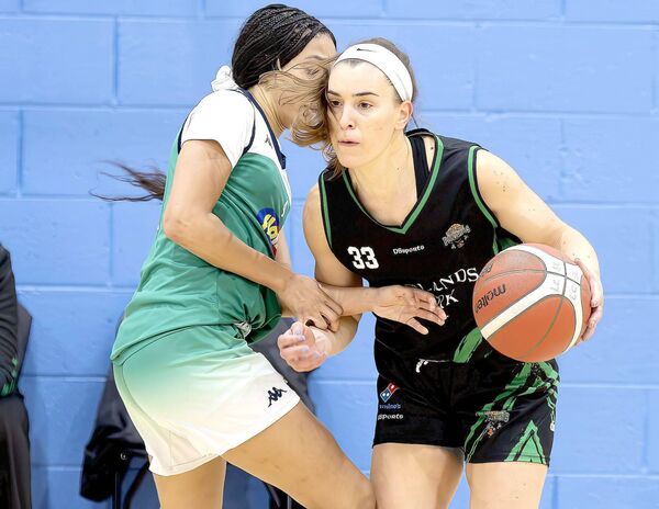 Portlaoise Panthers' Alyssa Velles and Liffey Celtics' Nya Epps get up close and personal on Thursday night Photo: Sean Brilly Portlaoise Panthers' Alyssa Velles and Liffey Celtics' Nya Epps get up close and personal on Thursday night Photo: Sean Brilly